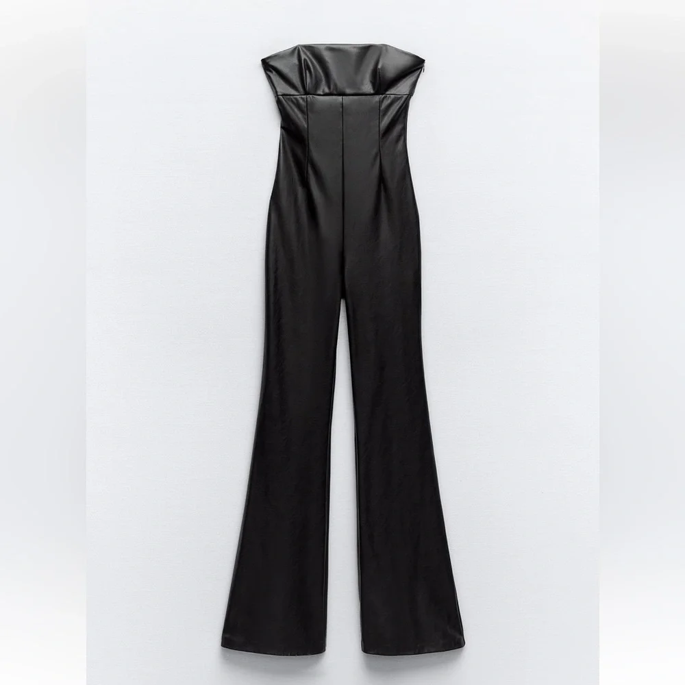 ZARA STRAPLESS FAUX LEATHER JUMPSUIT 7901/255/015